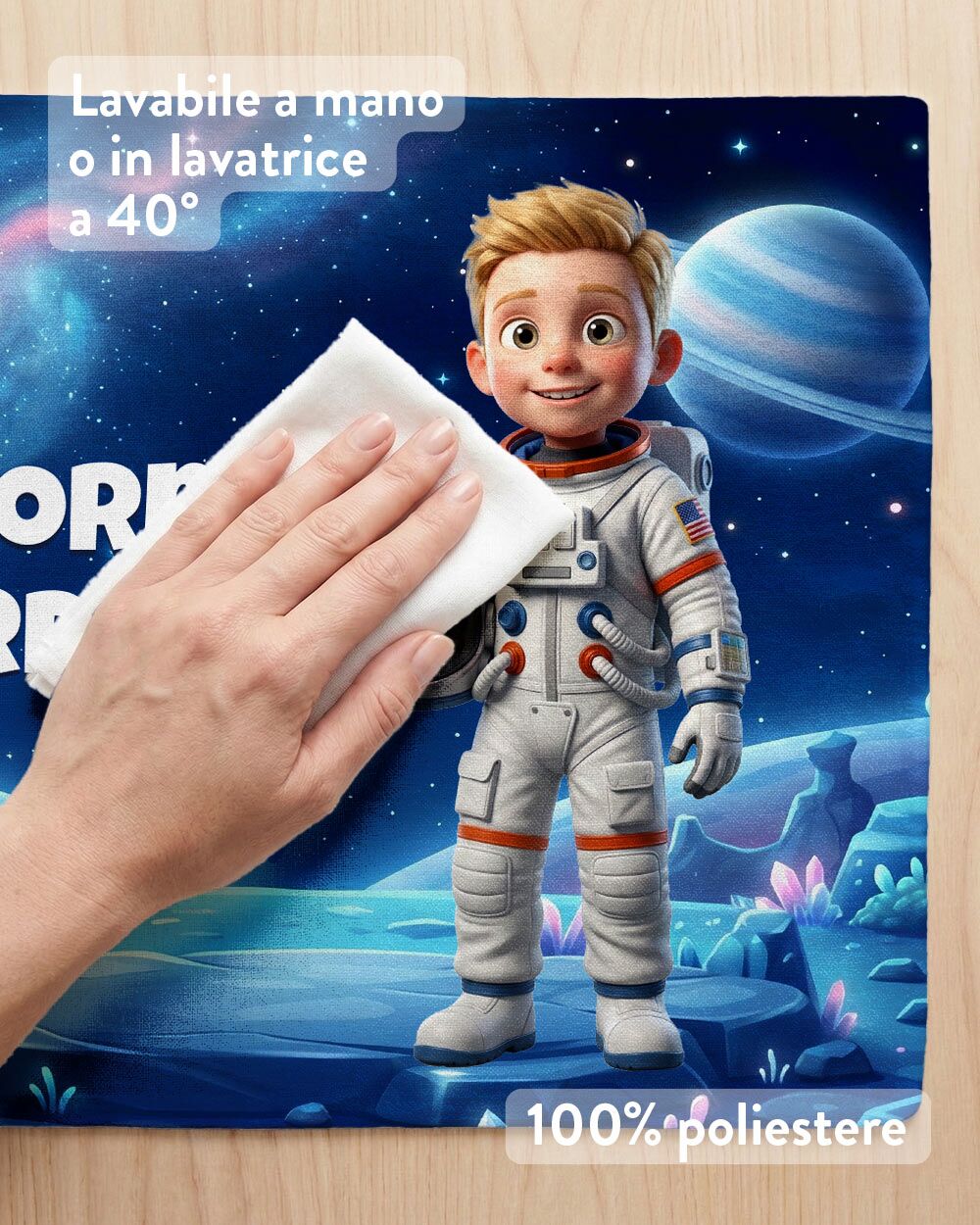 Tovaglietta Personalizzata Astronauta con Foto Cartone Animato 3D del Tuo Bambino – Idea Regalo Scuola Compleanno Bambino - immagine 3