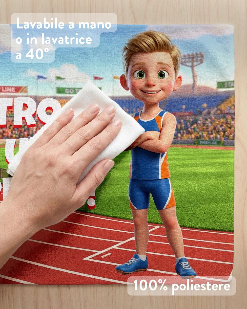 Tovaglietta Personalizzata Atleta con Foto Cartone Animato 3D del Tuo Bambino – Idea Regalo Scuola Compleanno Bambino - immagine 4