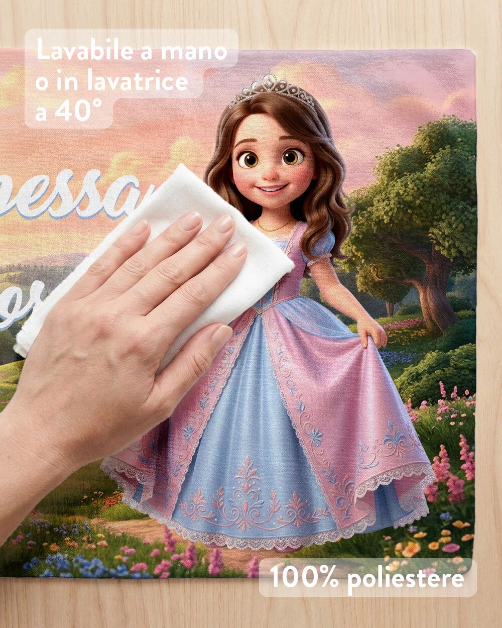 Tovaglietta Personalizzata Principessa con Foto Cartone Animato 3D del Tuo Bambino – Idea Regalo Scuola Compleanno Bambina - immagine 4