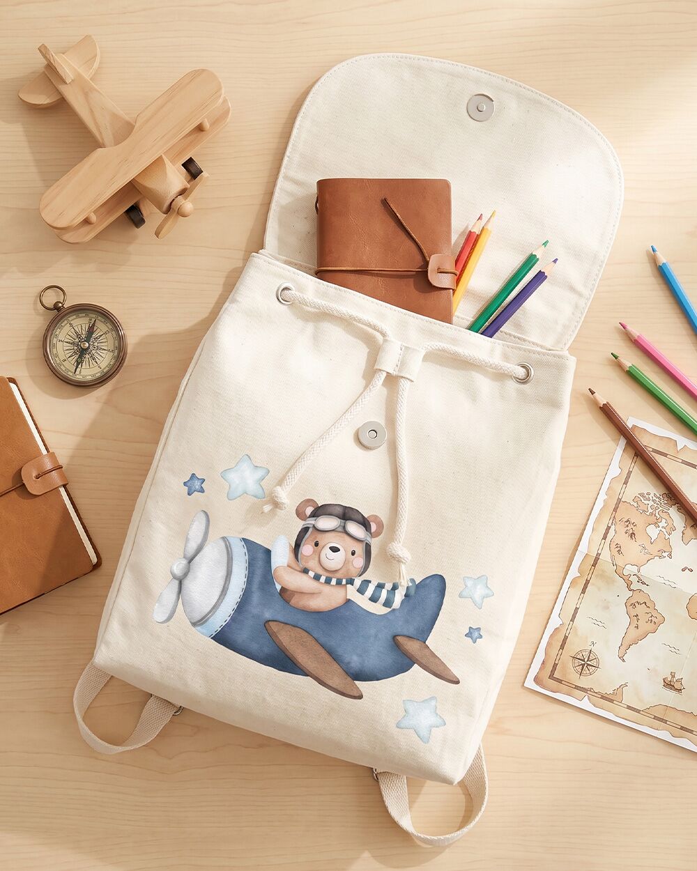 Zainetto per Scuola e Asilo, Personalizzato con Nome e Orsetto Viaggiatore – Idea Zaino Scuola per Bambini, Back to School - immagine 11