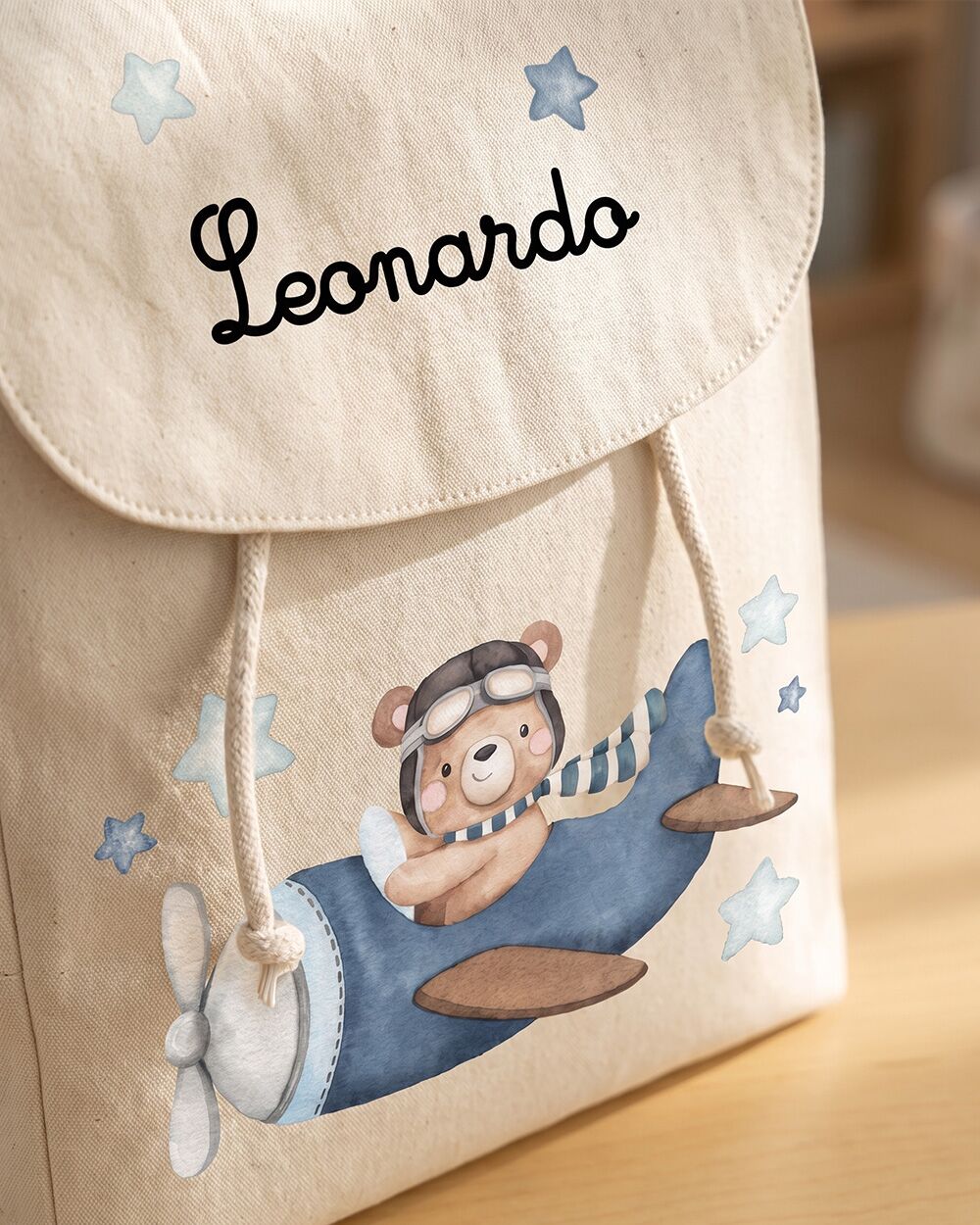 Zainetto per Scuola e Asilo, Personalizzato con Nome e Orsetto Viaggiatore – Idea Zaino Scuola per Bambini, Back to School - immagine 6