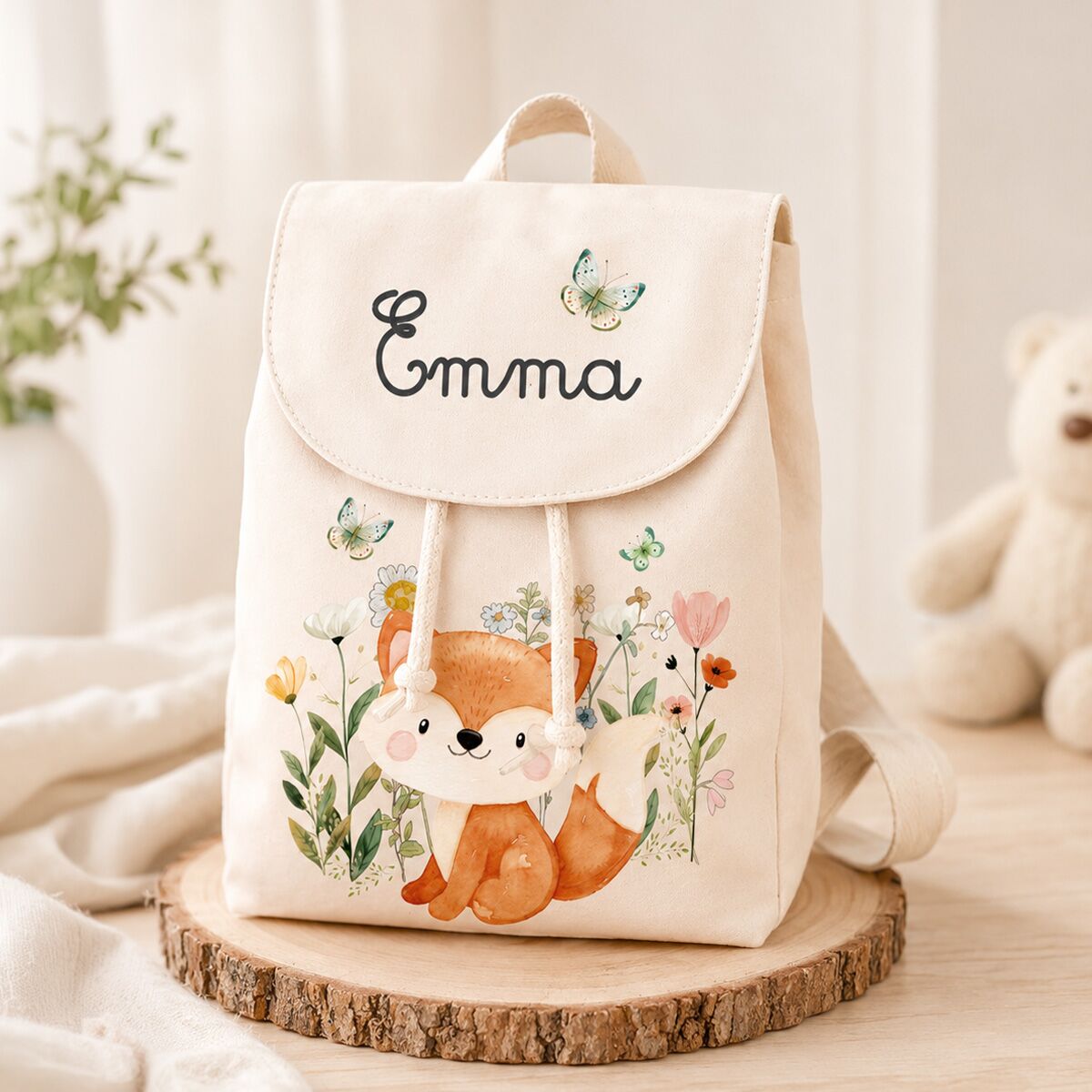 Zainetto per Scuola e Asilo Personalizzato con Nome e Illustrazione Animaletti del Bosco – Idea Zaino Scuola per Bambini, Back to School