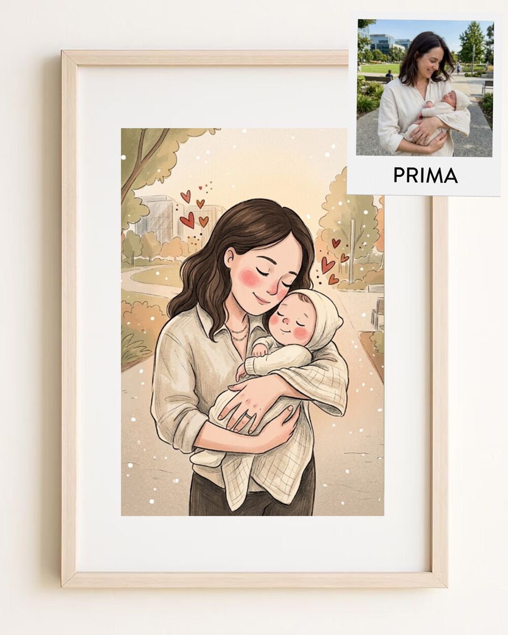 illustrazione-personalizzata-da-foto-disegno-bambini-mamma-neonato