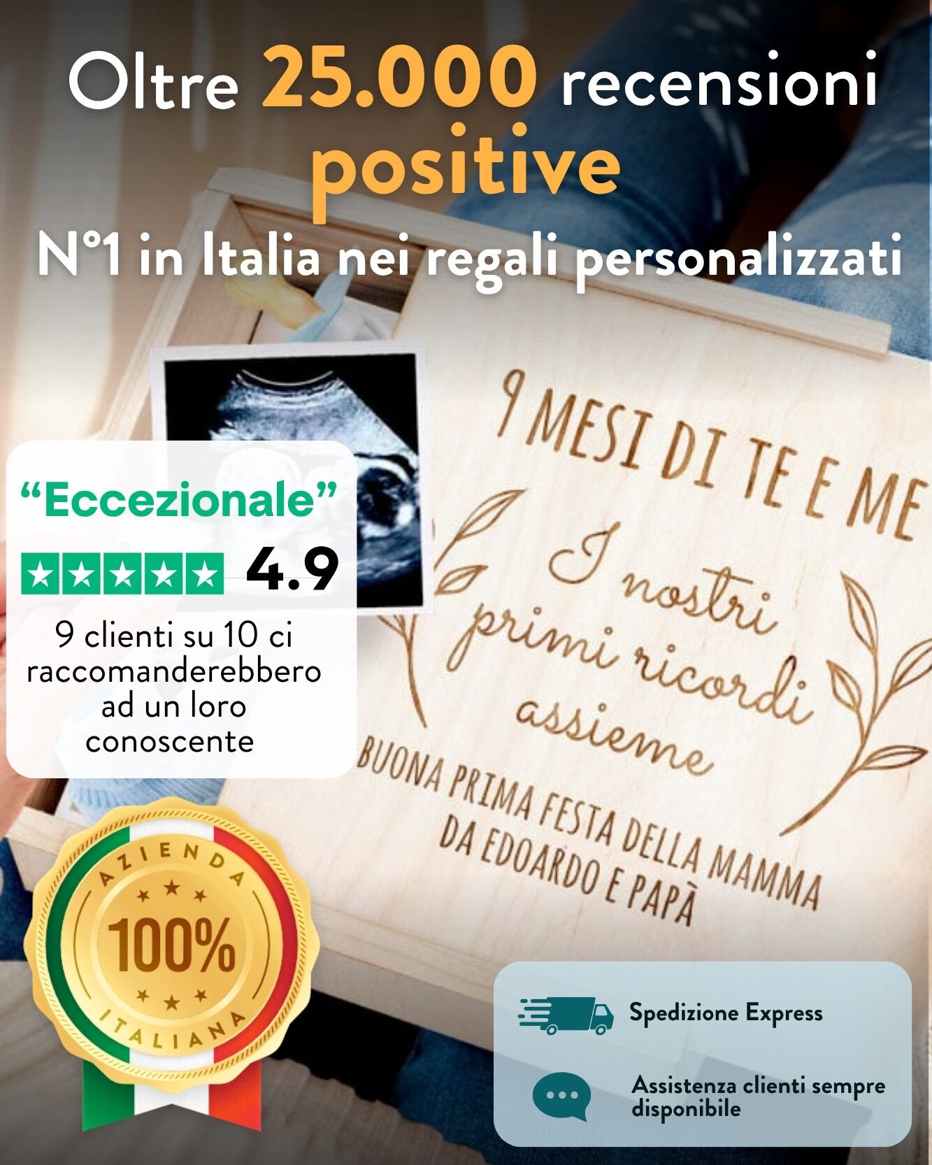 Scatola dei Ricordi Memory Box per Mamma "I Nostri Primi Ricordi Assieme" Personalizzabile con Dedica - Idea Regalo per Festa della Mamma, Compleanno, Neo Mamma, Prima Gravidanza - immagine 13