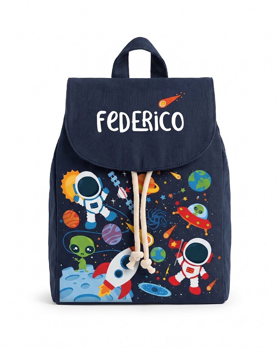 Zainetto per Scuola e Asilo, a Tema Spazio Personalizzato con Nome – Idea Regalo per Bambino, Back to School - immagine 7