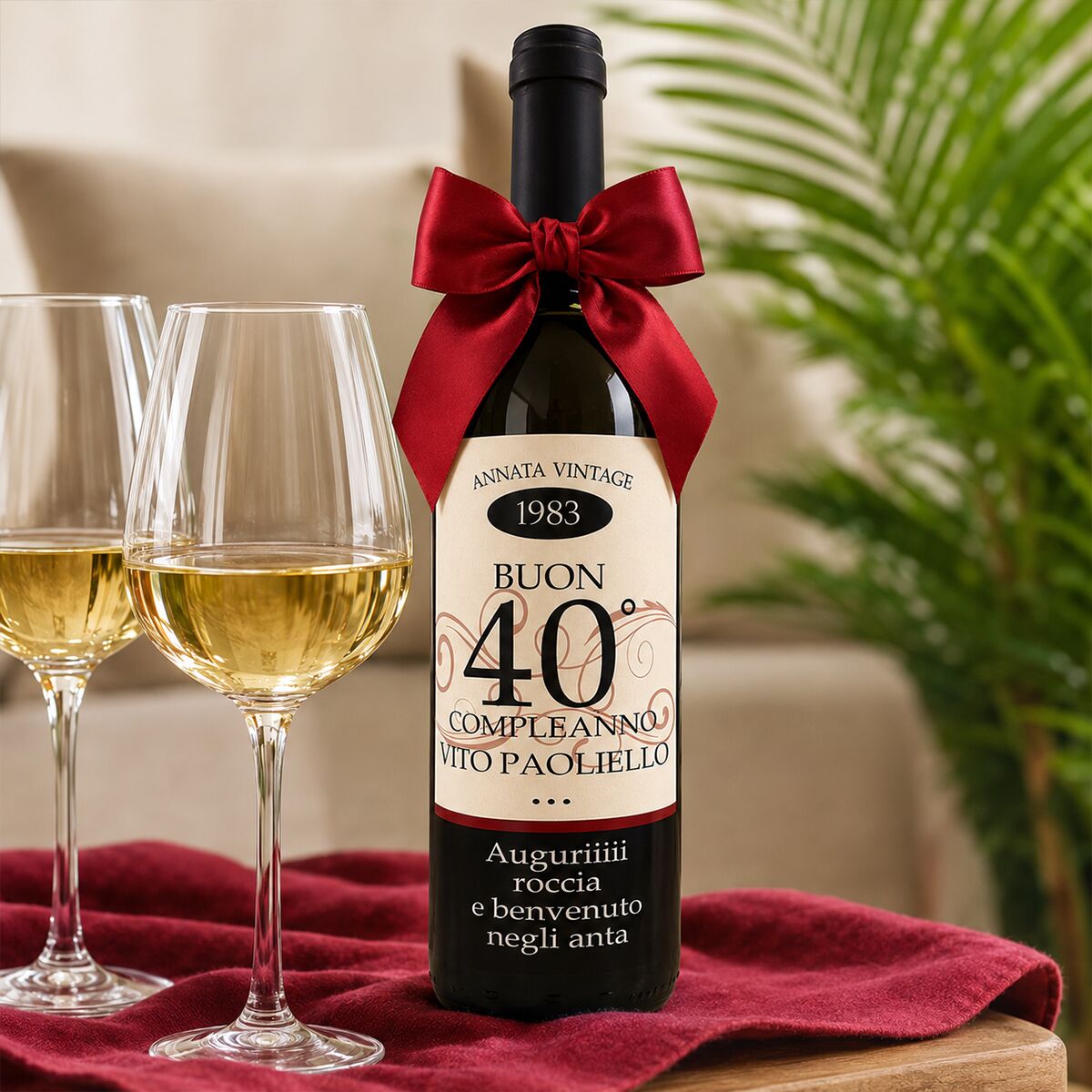 Bottiglia "Annata Vintage" Personalizzata con Anni, Nome e Dedica- Idea Regalo Compleanno