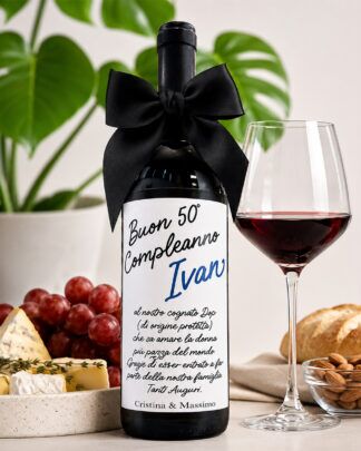 Bottiglia di Vino Personalizzata con Nome e Dedica – Idea Regalo per Compleanno Uomo