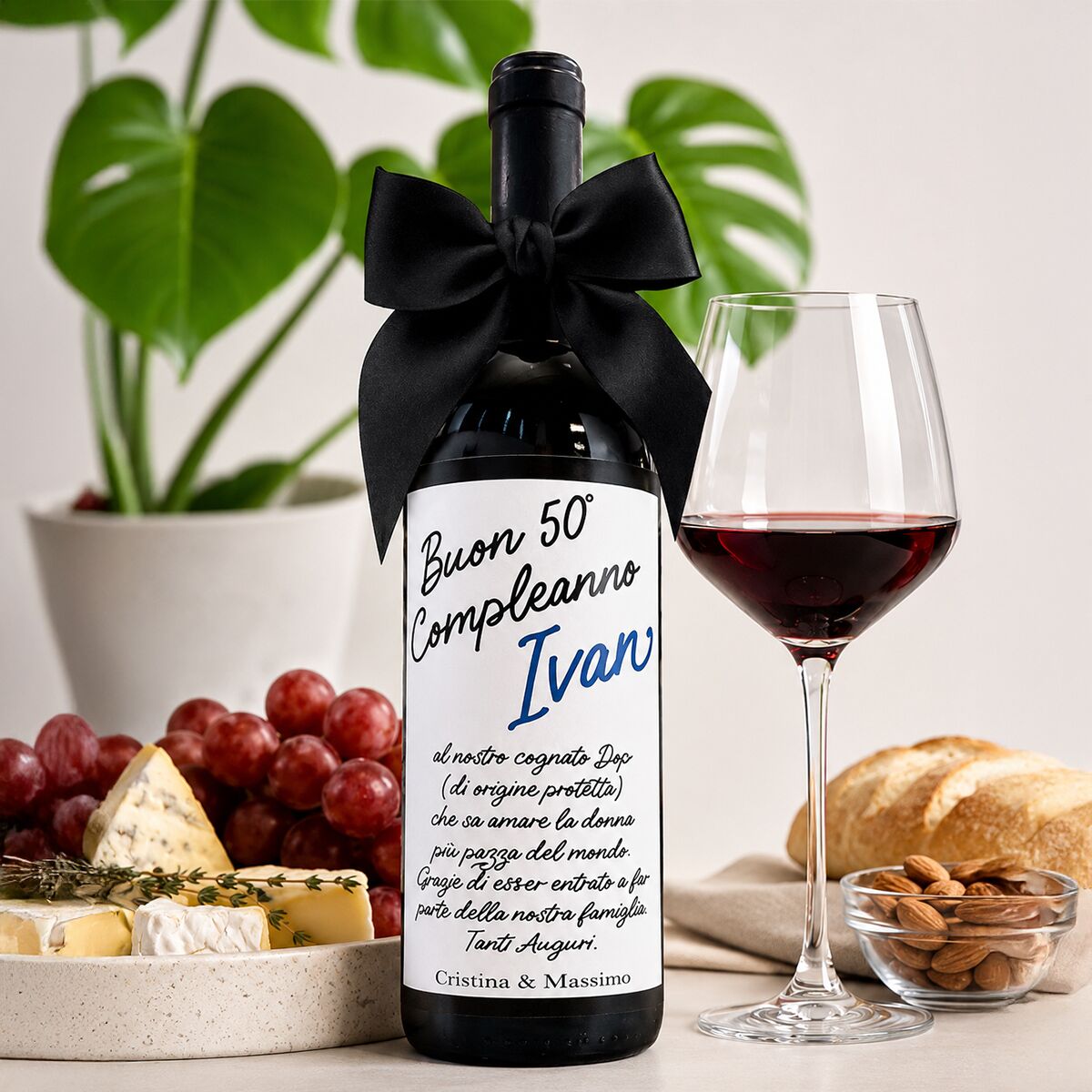 Bottiglia di Vino Personalizzata con Nome e Dedica – Idea Regalo per Compleanno Uomo