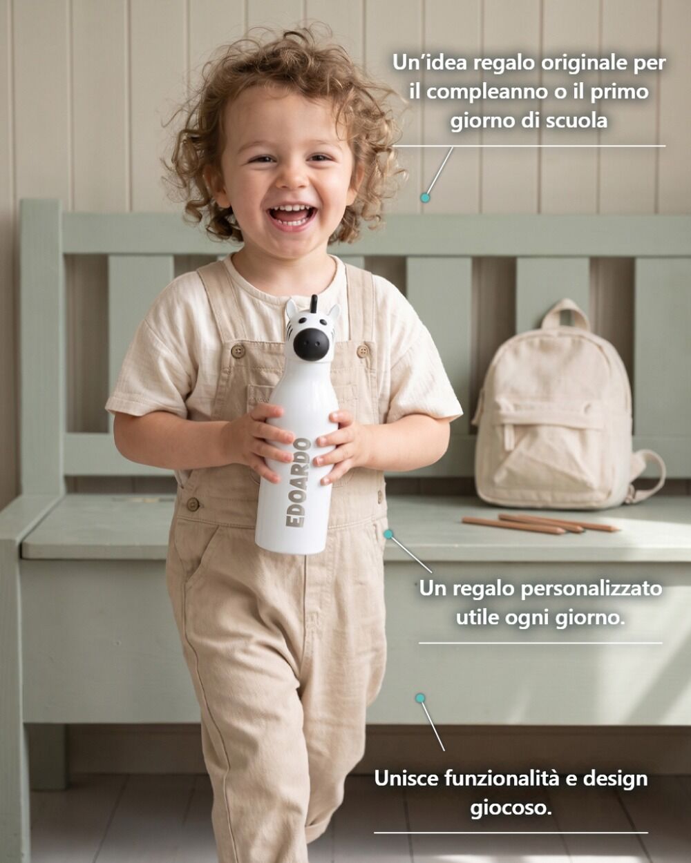 Borraccia Termica Bambini Personalizzata con Nome e Tappo Animaletto – Idea Regalo Asilo e Scuola - immagine 6