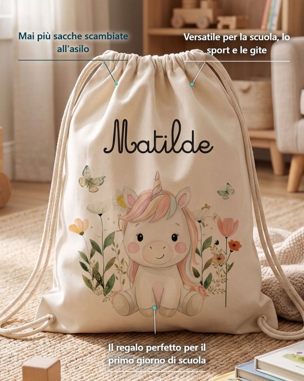 sacca-asilo-personalizzata-animaletti-bosco-unicorno-infografica-idea-regalo-scuola-asilo