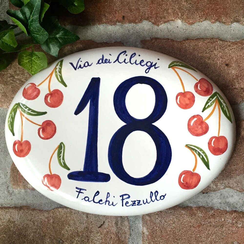 numero-civico-dipinto-mano-ciliegie-ovale-personalizzato