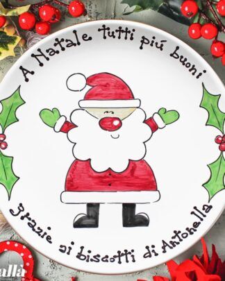 Piatti Natalizi Ceramica Personalizzata Dipinta Babbo Natale4