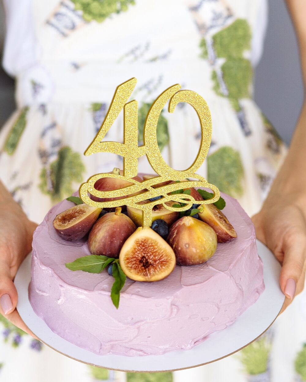 Cake Topper 40 Compleanno Svolazzo Oro4