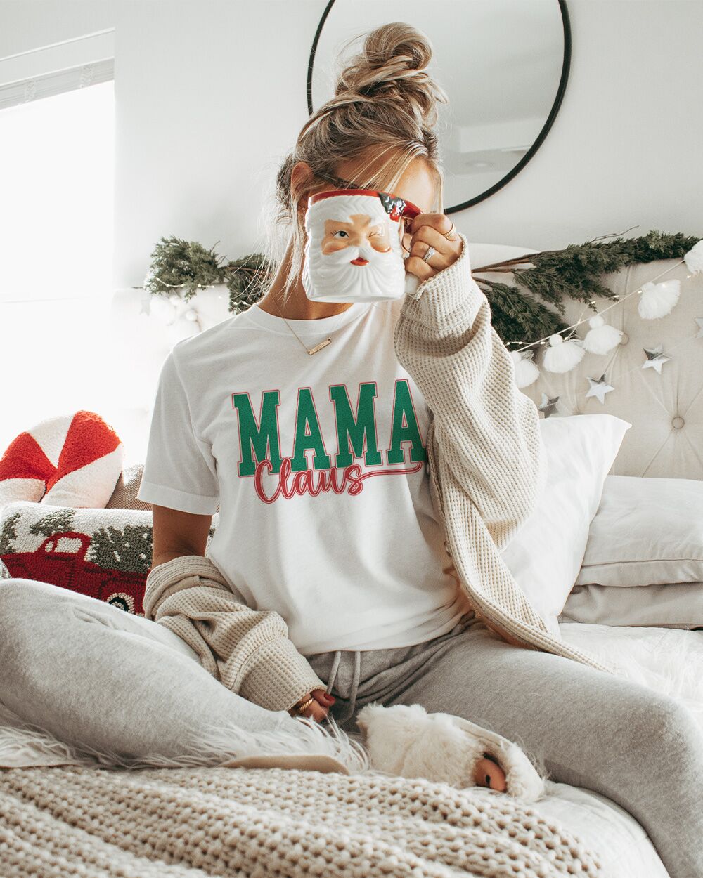 Maglietta Felpa Natalizia Bianca Mama Claus