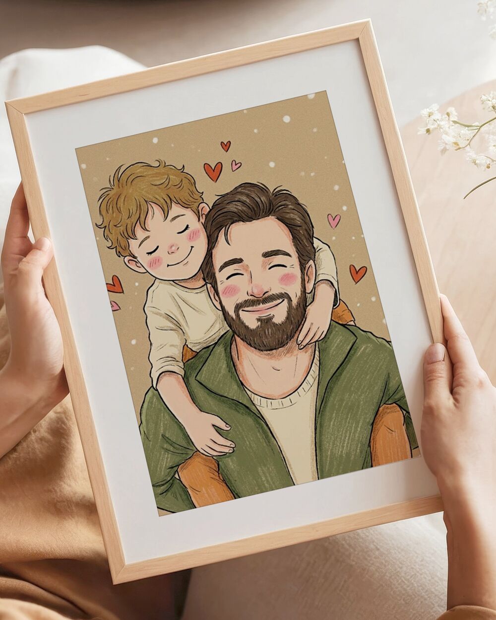 RITRATTO Illustrazione Dolce Papa Figlio Da Foto Su Misurau