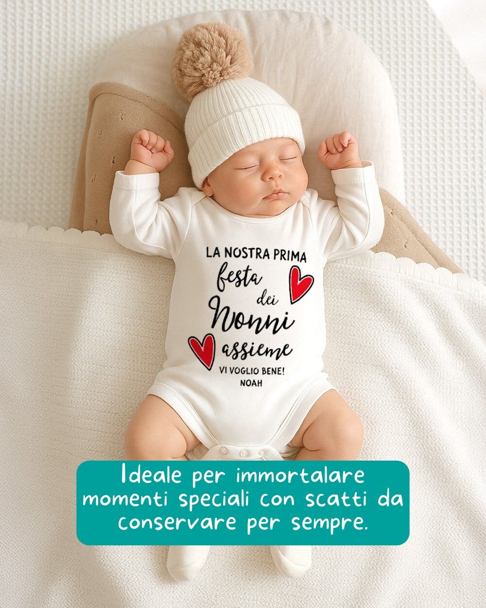 Body per Neonato Personalizzato "La Nostra Prima Festa dei Nonni Assieme" - Idea Regalo Nonni, Prima Festa dei Nonni - immagine 4