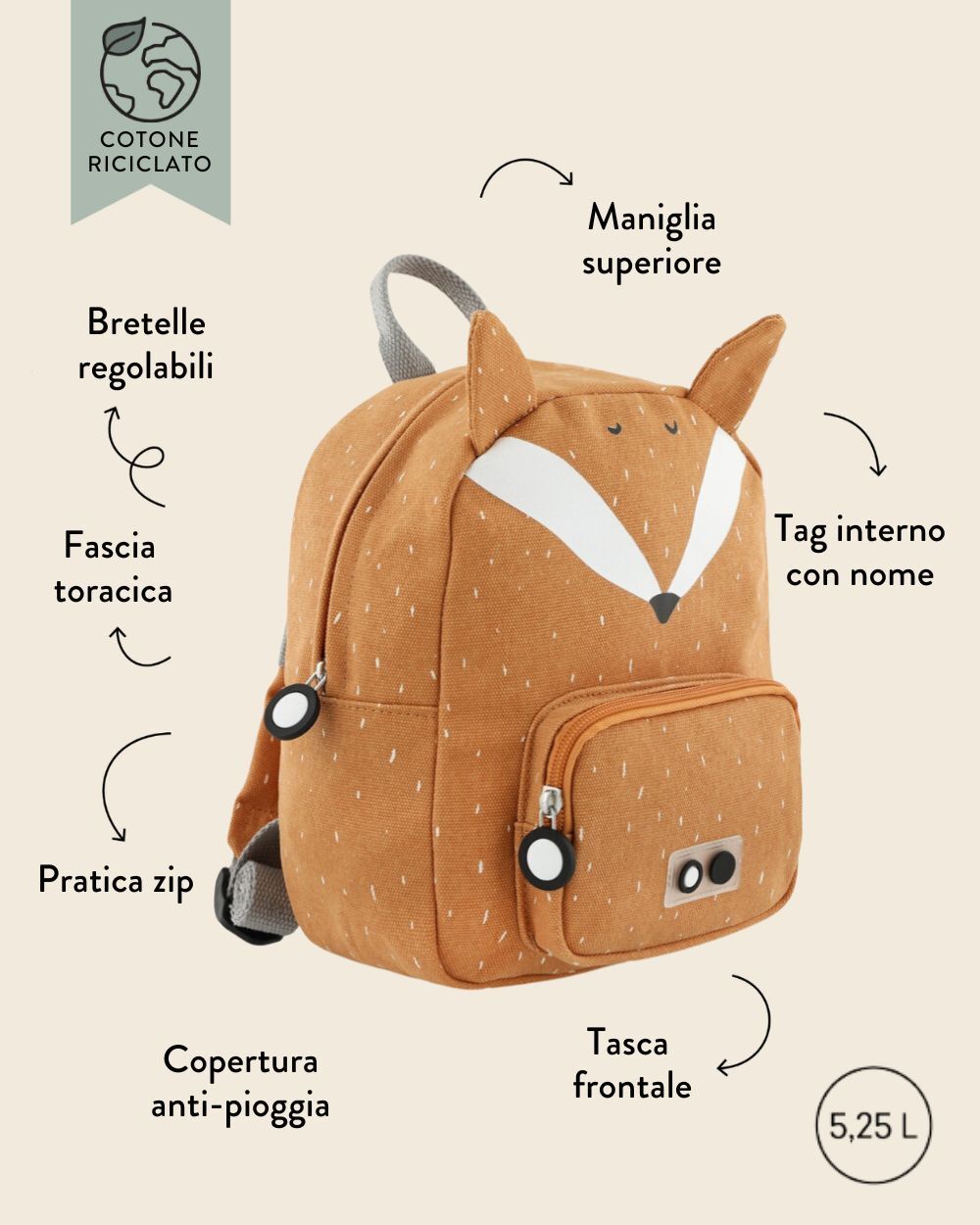 Zainetto Personalizzabile Trixie con Animaletti e Nome, Backpack per Asilo, Scuola Materna, e Borraccia Coordinata Personalizzabile - Idea Regalo Scuola Bambini, Ritorno a Scuola - immagine 24