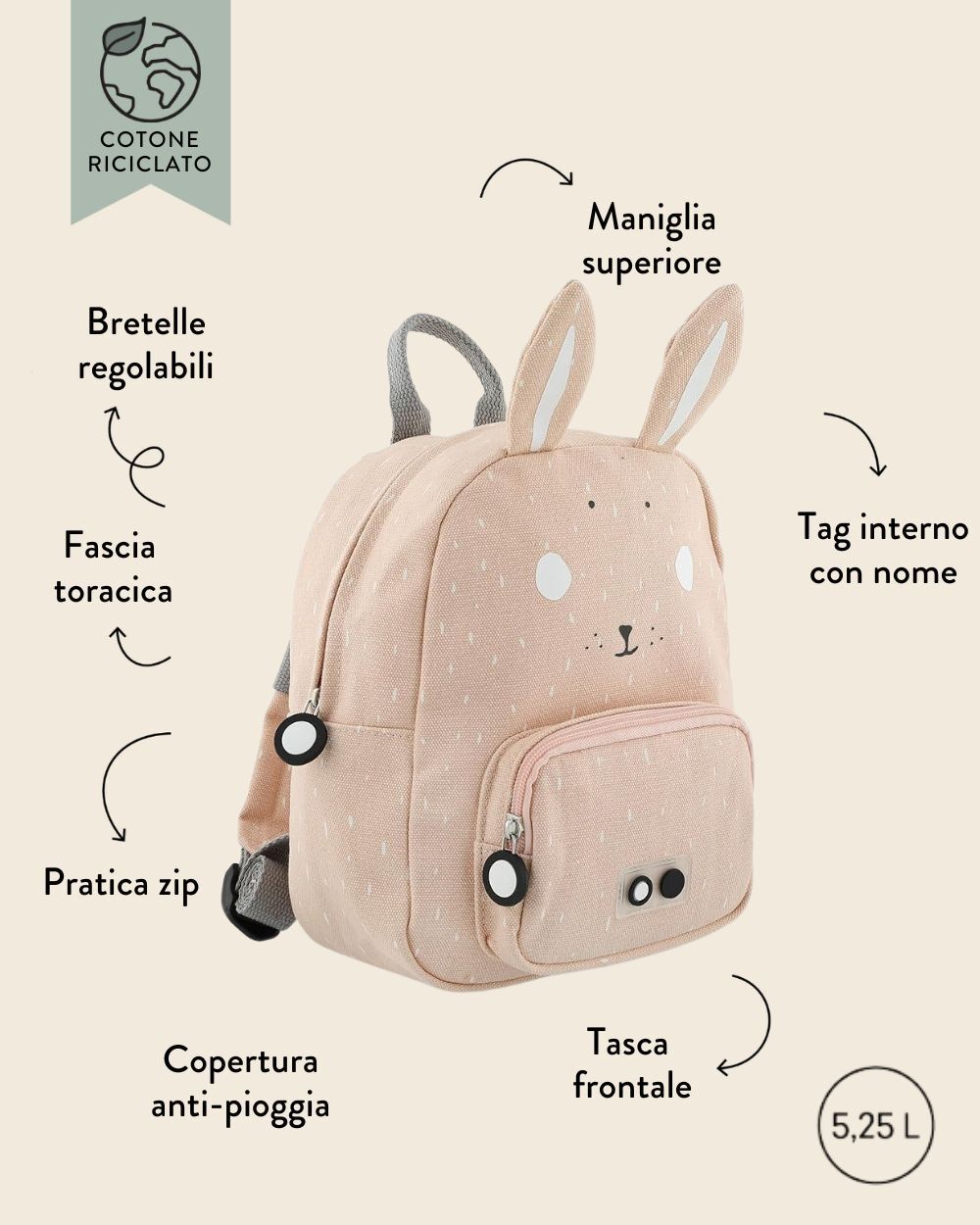 Zainetto Personalizzabile Trixie con Animaletti e Nome, Backpack per Asilo, Scuola Materna, e Borraccia Coordinata Personalizzabile - Idea Regalo Scuola Bambini, Ritorno a Scuola - immagine 23
