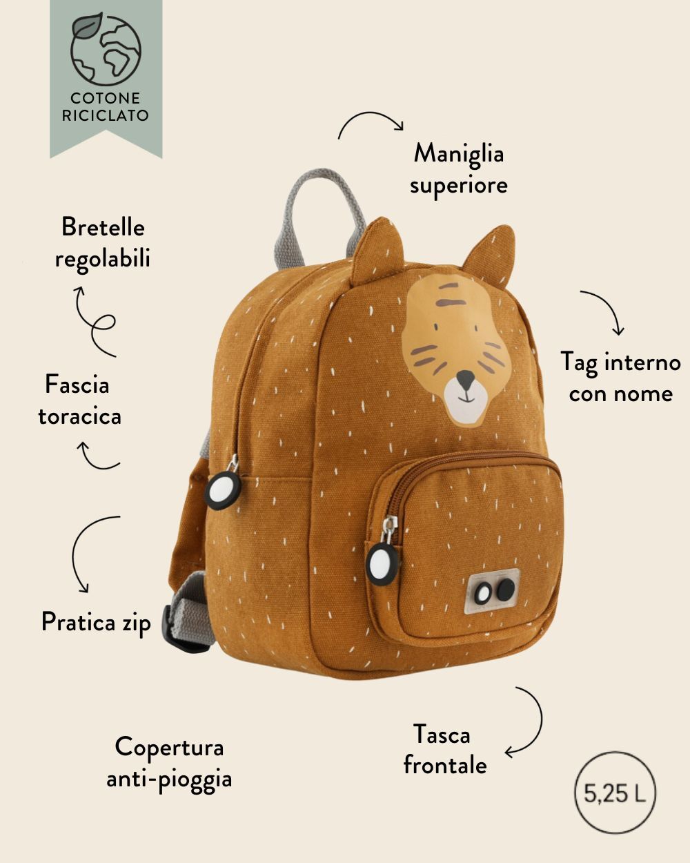 Zainetto Personalizzabile Trixie con Animaletti e Nome, Backpack per Asilo, Scuola Materna, e Borraccia Coordinata Personalizzabile - Idea Regalo Scuola Bambini, Ritorno a Scuola - immagine 12