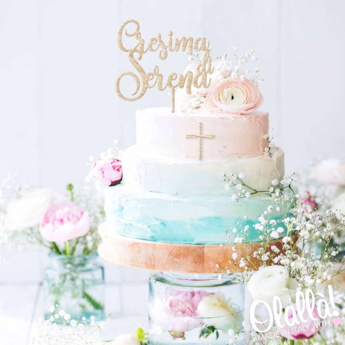 Cake Topper Personalizzato per Cresima con Nome e Croce - Idea Decorazione Cresima - immagine 2