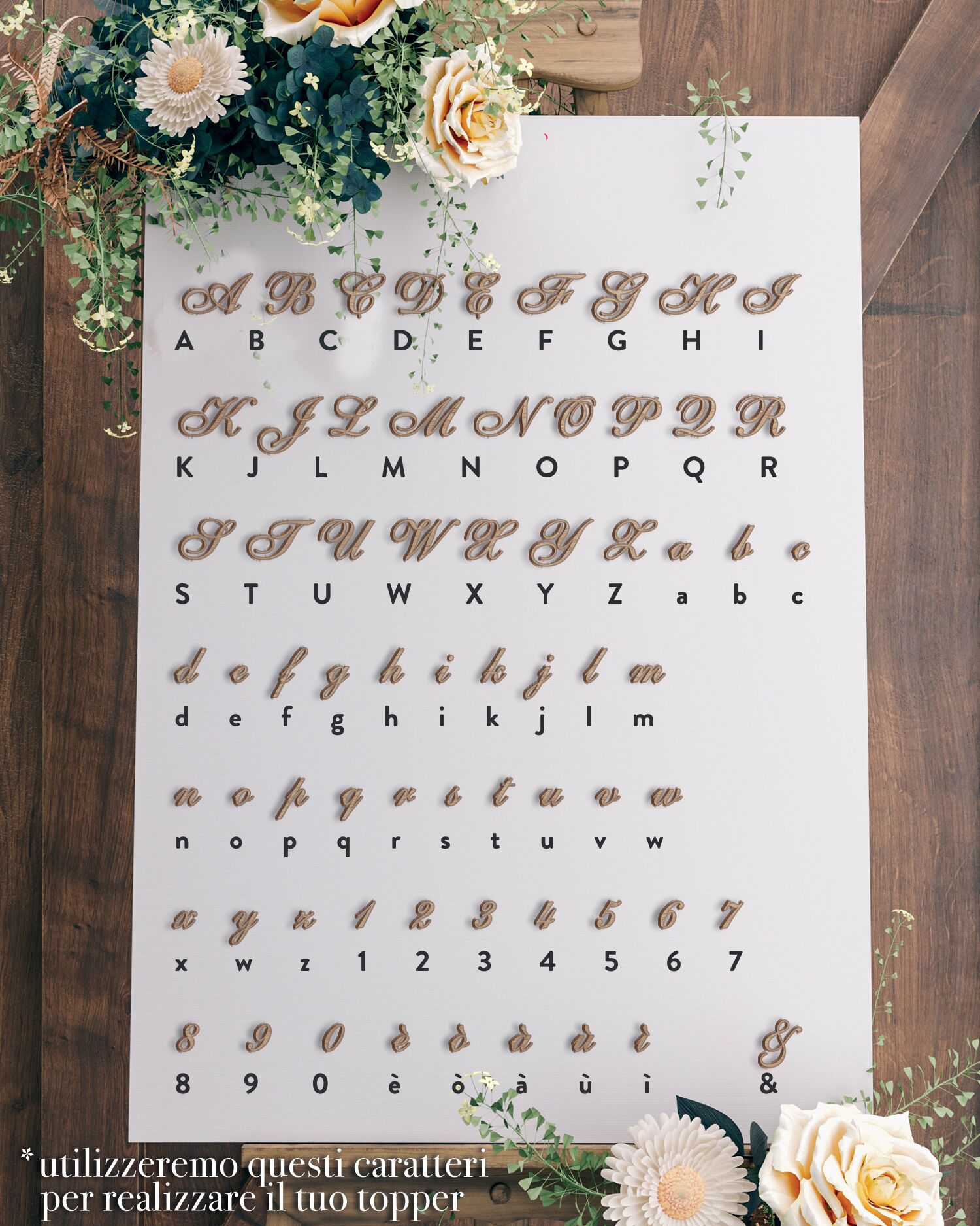 Cake Topper Elegante con Iniziali in Corsivo Unite - immagine 5