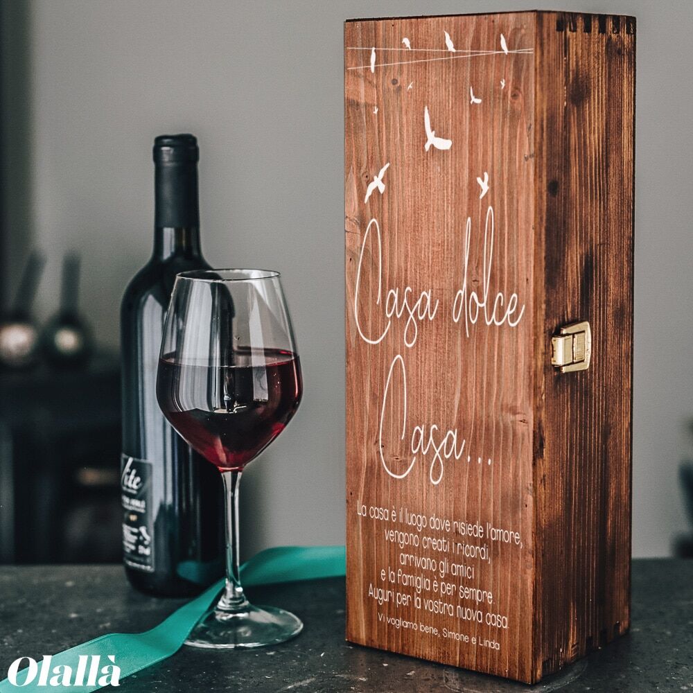 Cassettina Regalo Personalizzata Vino Casa Nuova Scura
