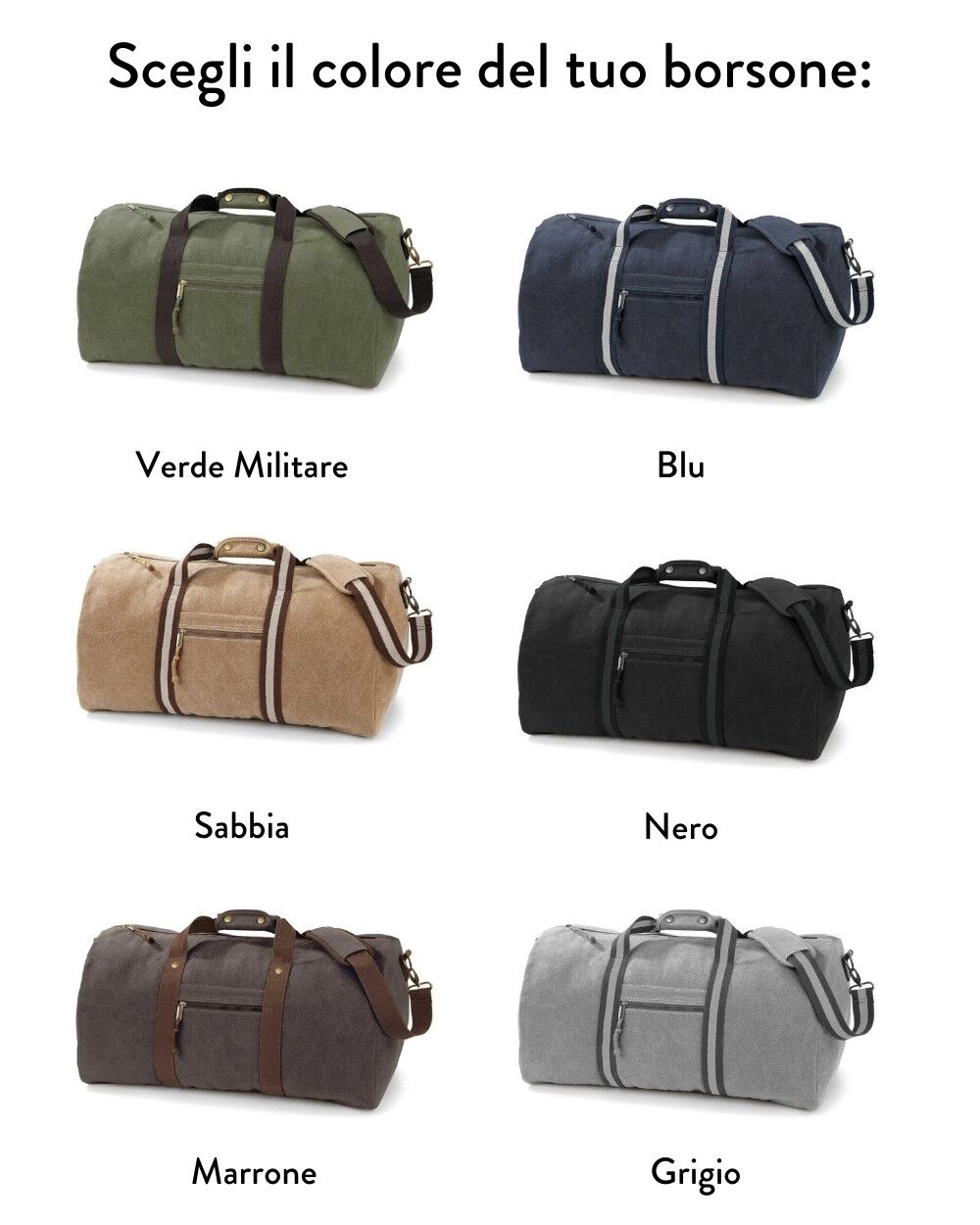 Scelta Colore Borsone Viaggio Quadra Stile Vintage 1