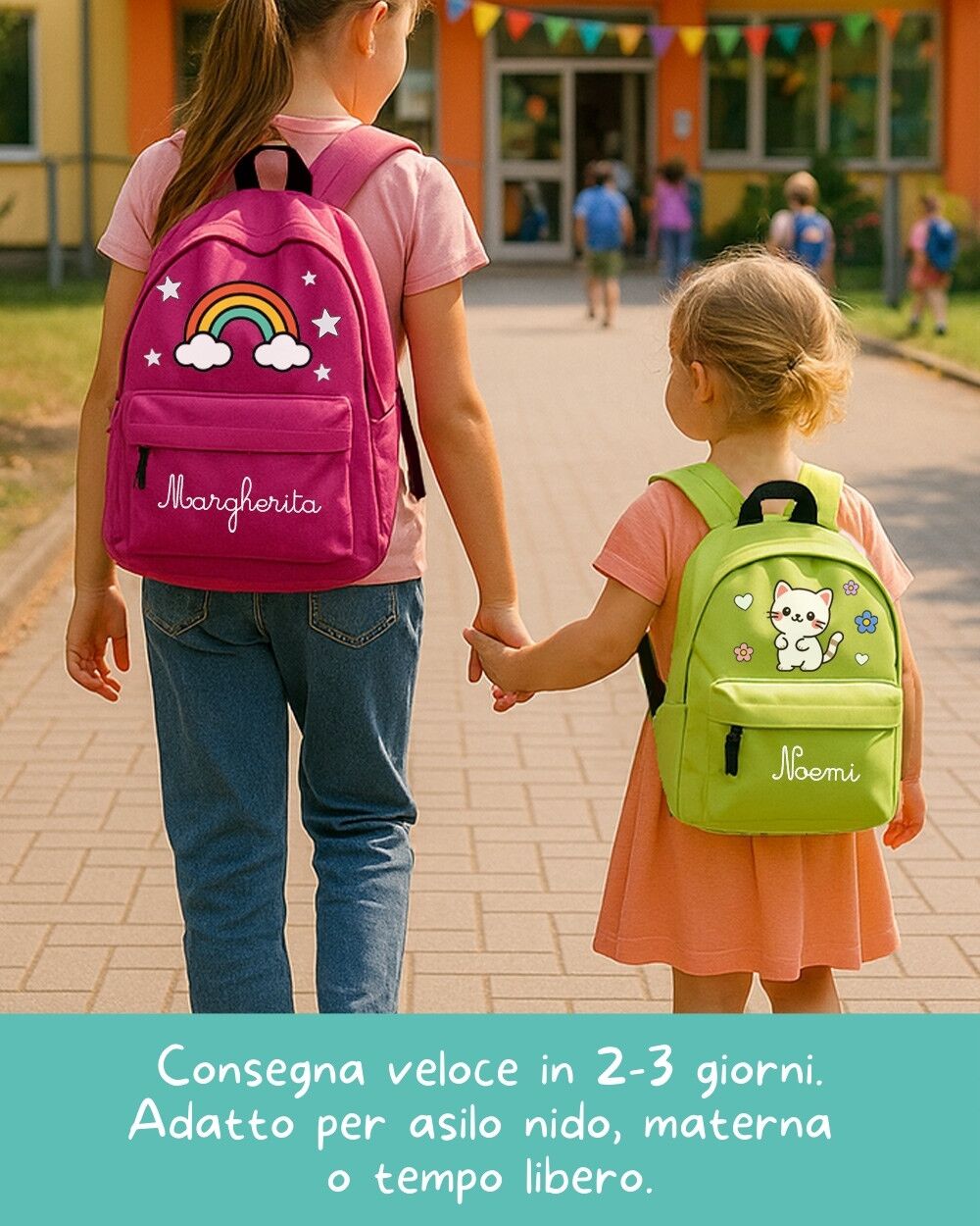 Zainetto Asilo Personalizzato Olalla Animali Personaggi Nome 6