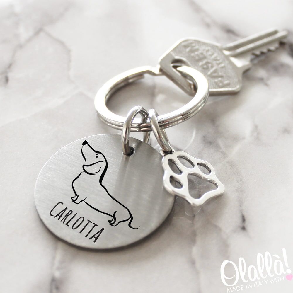 Portachiavi Nome Cane Disegno Regalo