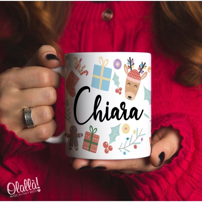 Tazza Natalizia Personalizzata Motivi Colorati