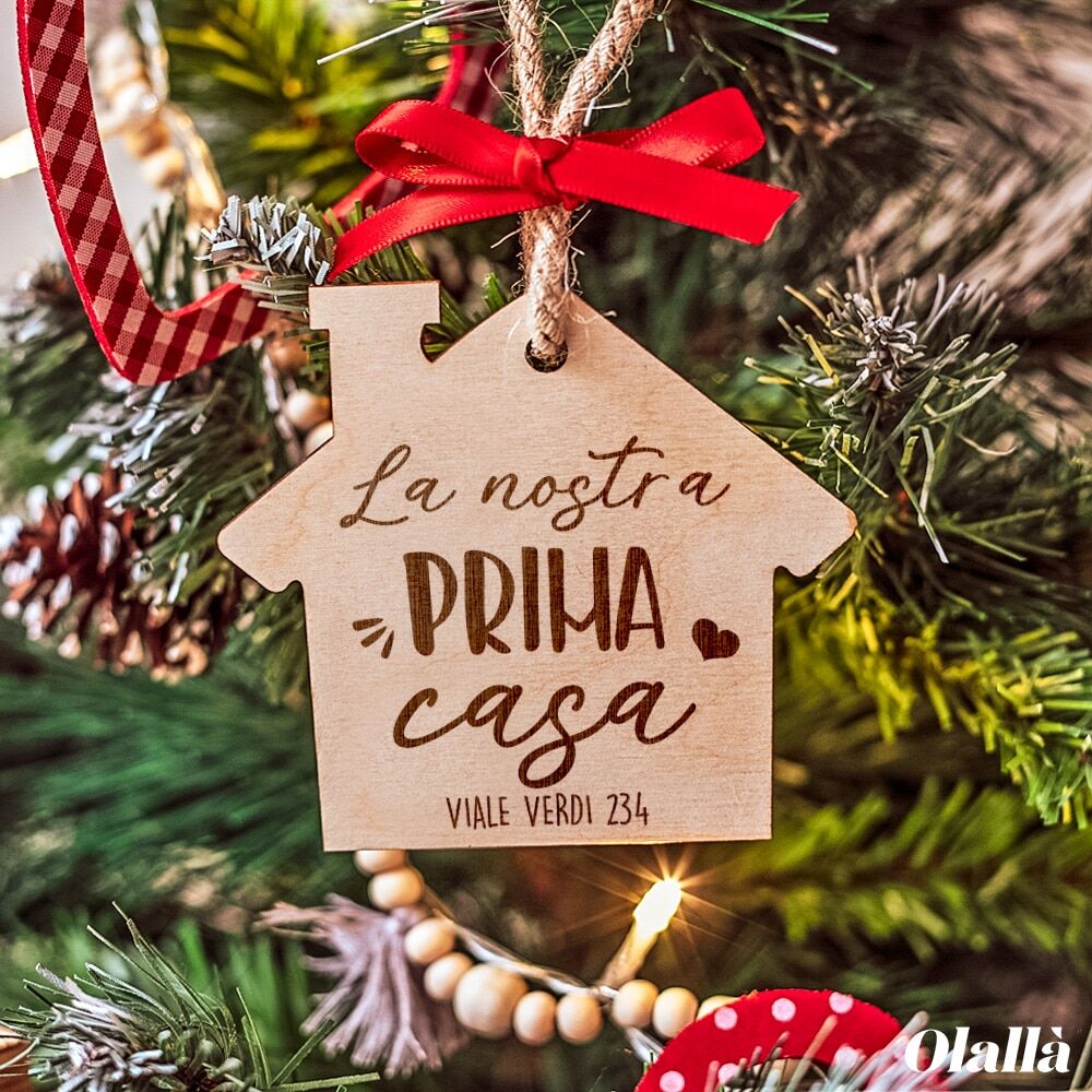 Pallina Legno Prima Casa Decorazione Albero Natale32