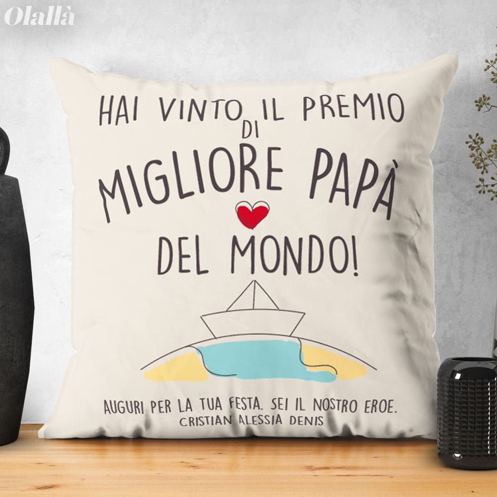 CUSCINO Barchetta Papa Migliore Del Mondo