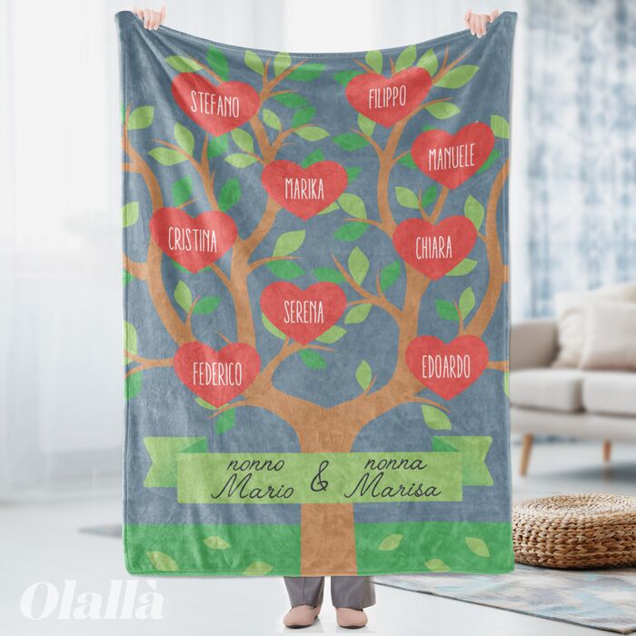 Coperta Albero Famiglia Regalo Nonni