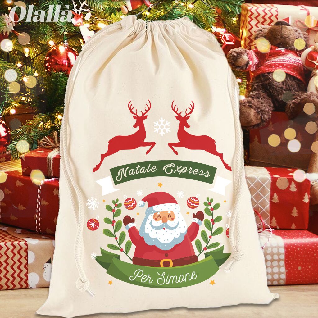 SACCA Babbo Natale Personalizzata Renne Decori3