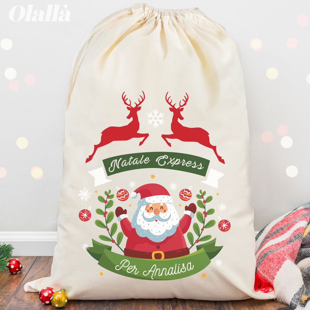 SACCA Babbo Natale Personalizzata Renne Decoriw3