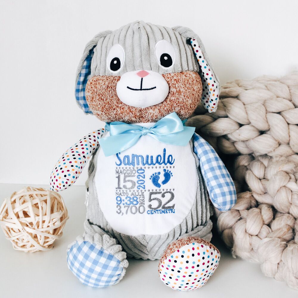 Coniglietto Nascita Peluche Pupazzo Personalizzato