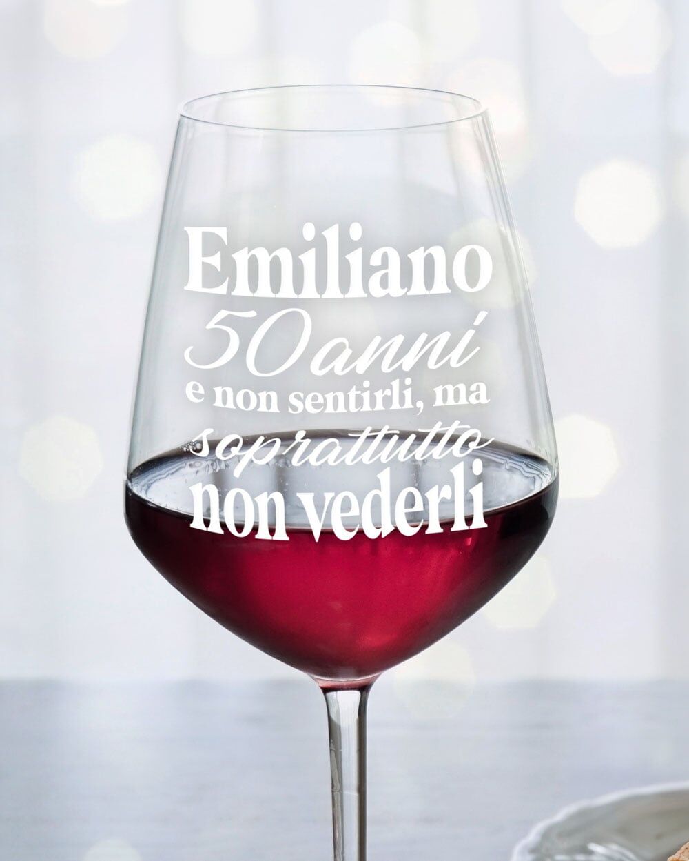 Bicchiere Calice 50 Anni Non Sentirli Vederli Compleanno Personalizzato3