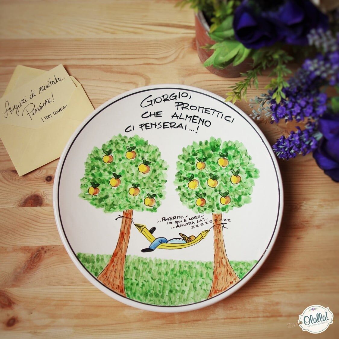 Piatto Personalizzato Dipinto a Mano per Regalo di Pensionamento - immagine 2