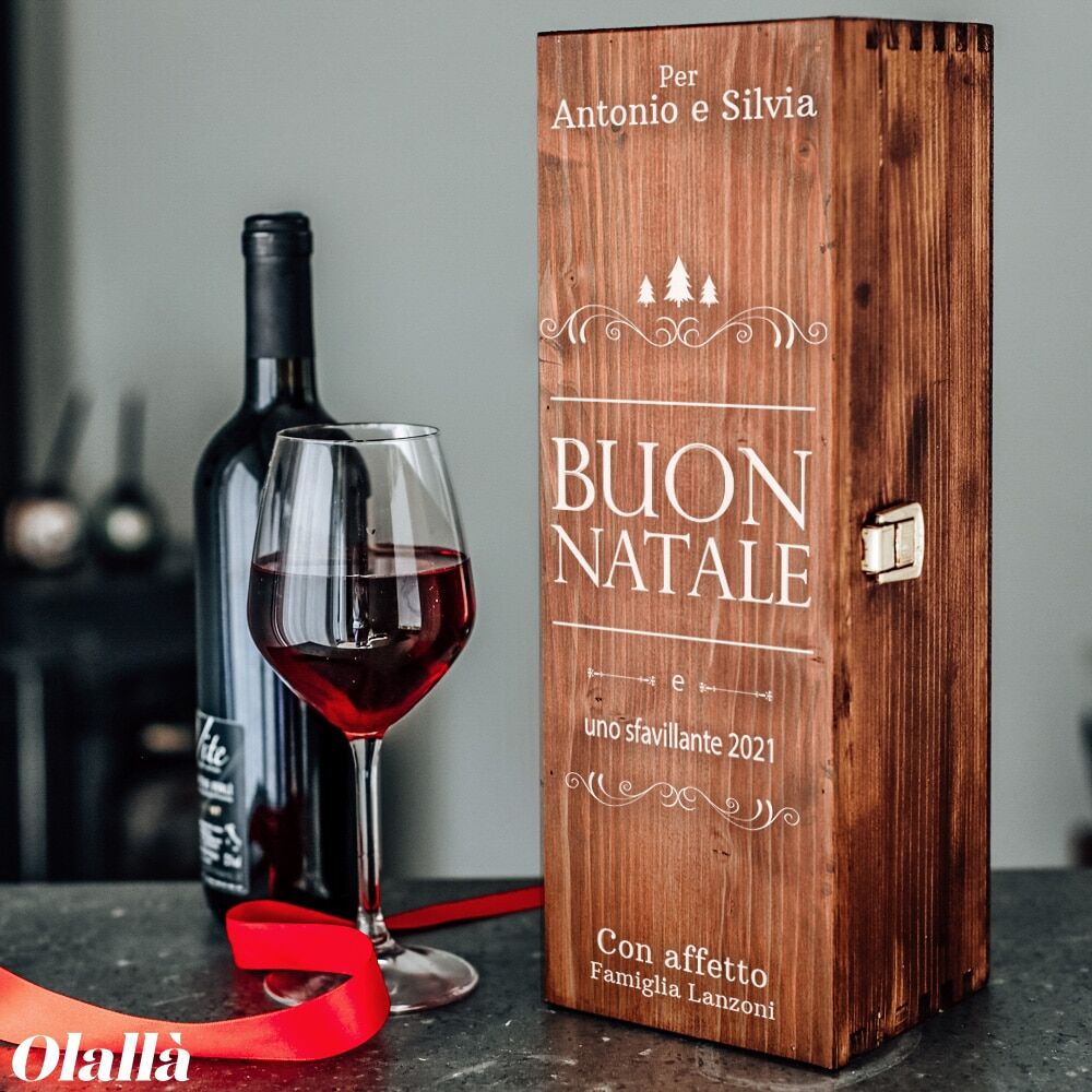 Cassettina Porta Vino in Legno Personalizzata Idea Regalo Natale Uomo - immagine 2