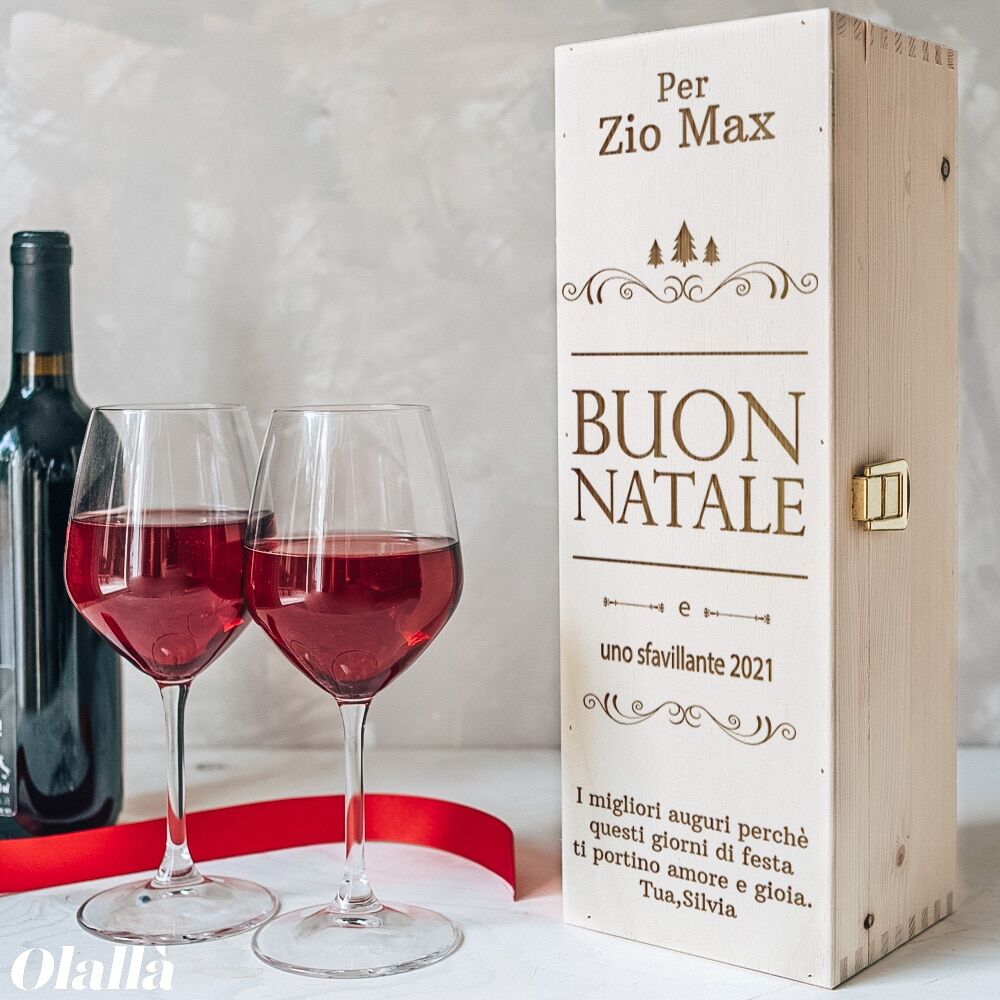 Cassettina Porta Vino in Legno Personalizzata Idea Regalo Natale Uomo