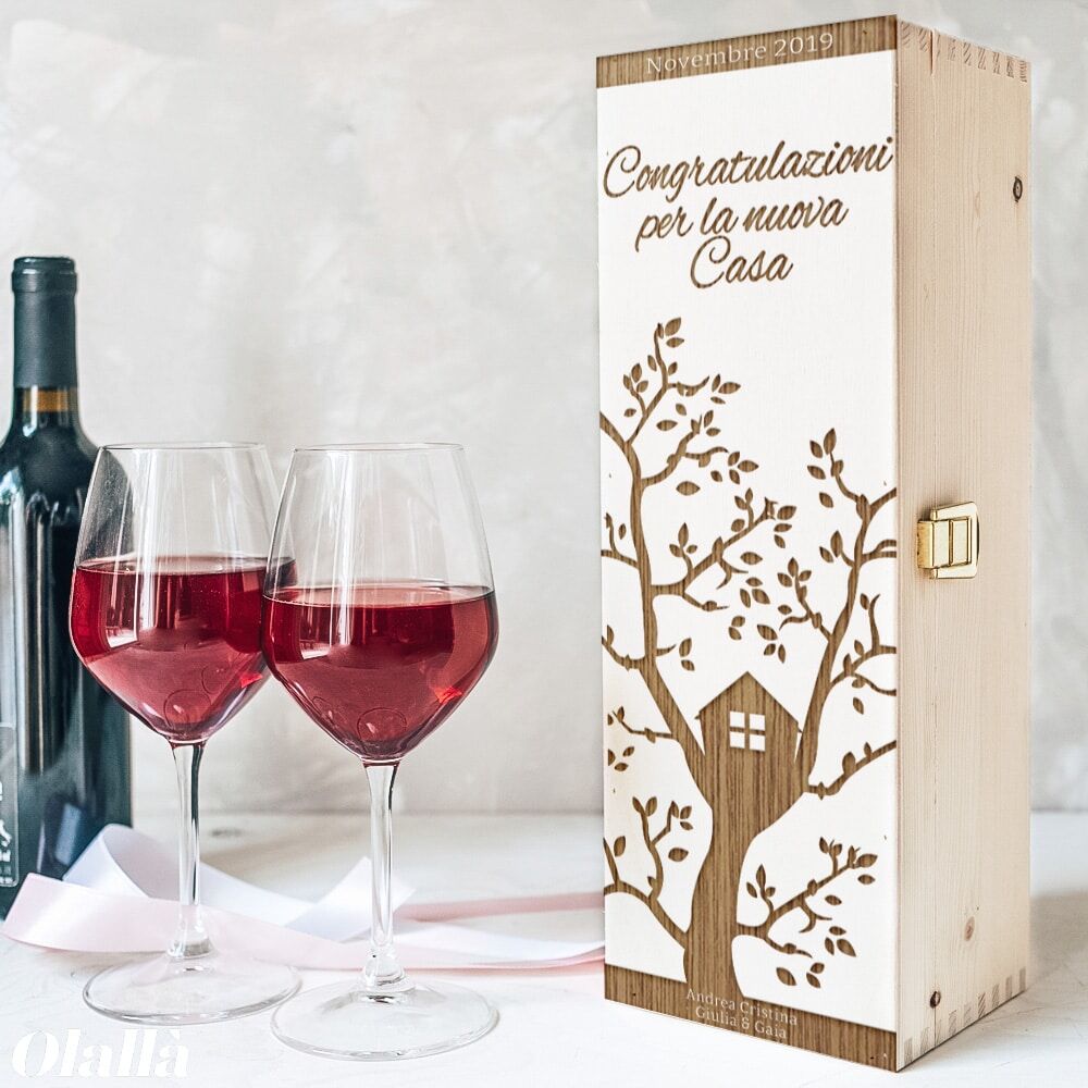Cassettina Porta Vino in Legno Personalizzata Idea Regalo Acquisto di Casa Nuova - immagine 3
