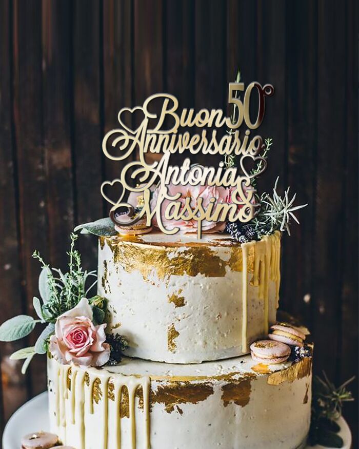 Cake Topper Personalizzato per Anniversario con Nomi - immagine 2