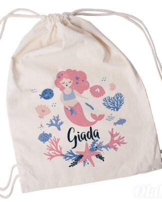 Sacca Scuola Personalizzata con Nome e Sirenetta