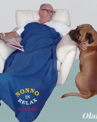 Coperta Plaid Ricamata Nonno in Relax Non Disturbare