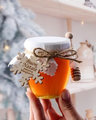 Vasetti di Miele Natalizi con Tag in Legno Fiocco di Neve Personalizzata Idea Regalo Maestra