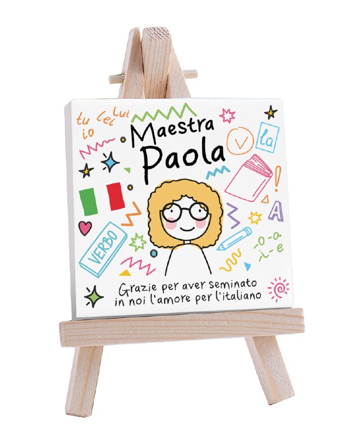 Piastrella di Ceramica Personalizzata per la Maestra di Italiano con Nome, Dedica e Omino Stilizzato – Idea Regalo Maestra, Fine Anno Scolastico - immagine 4