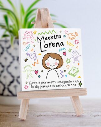 Piastrella di Ceramica Personalizzata per la Maestra di Religione con Nome, Dedica e Omino Stilizzato – Idea Regalo Maestra, Fine Anno Scolastico