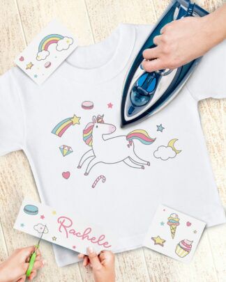 Set Unicorni Trasferibili Adesivi Personalizza Abbigliamento Fai da Te a Casa per Bambini