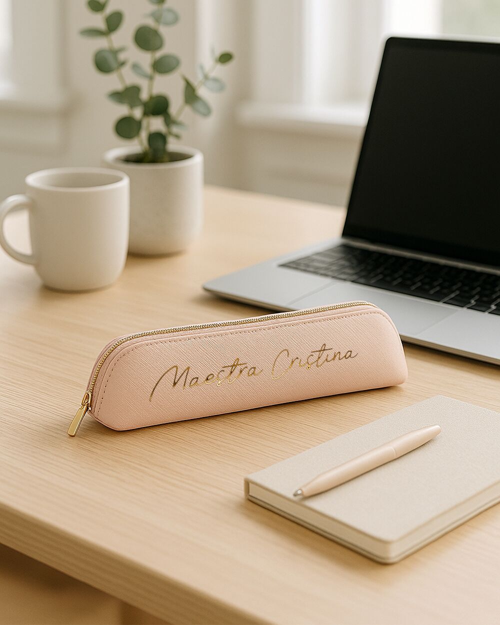 Astuccio Portapenne in Ecopelle Personalizzato con Nome in Corsivo - Idea Regalo Maestre, Fine Anno Scolastico - immagine 2