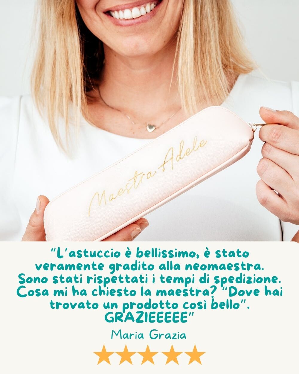 Astuccio Portapenne in Ecopelle Personalizzato con Nome in Corsivo - Idea Regalo Maestre, Fine Anno Scolastico - immagine 10